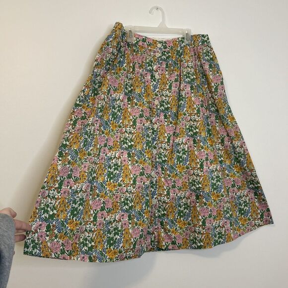 COPY - J Crew Liberty Fabric Midi Skirt Button Up Floral Walk Print Size 14 - Picture 2 of 16